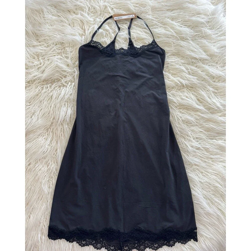 Skims Fits Everybody Lace Slip Dress Onyx Size Large - Picture 2 of 9